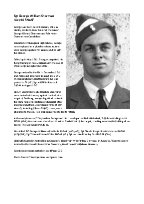 A preview of a PDF biography for Sharman, George William